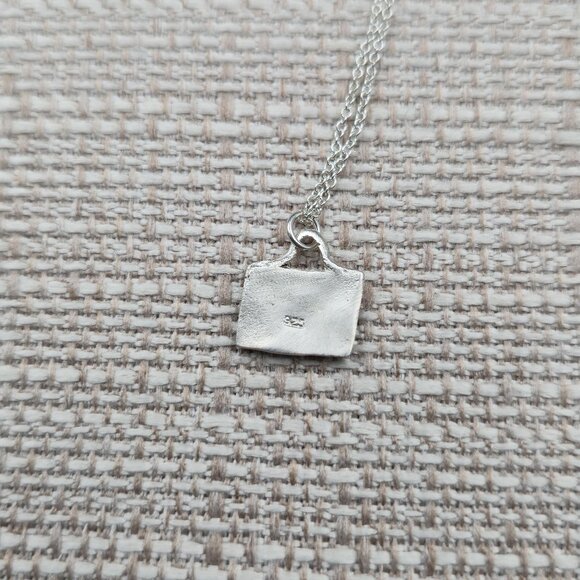 18 Inch Sterling Silver Small Rustic Heart Mail Envelope Pendant Necklace A6371 - Picture 3 of 6